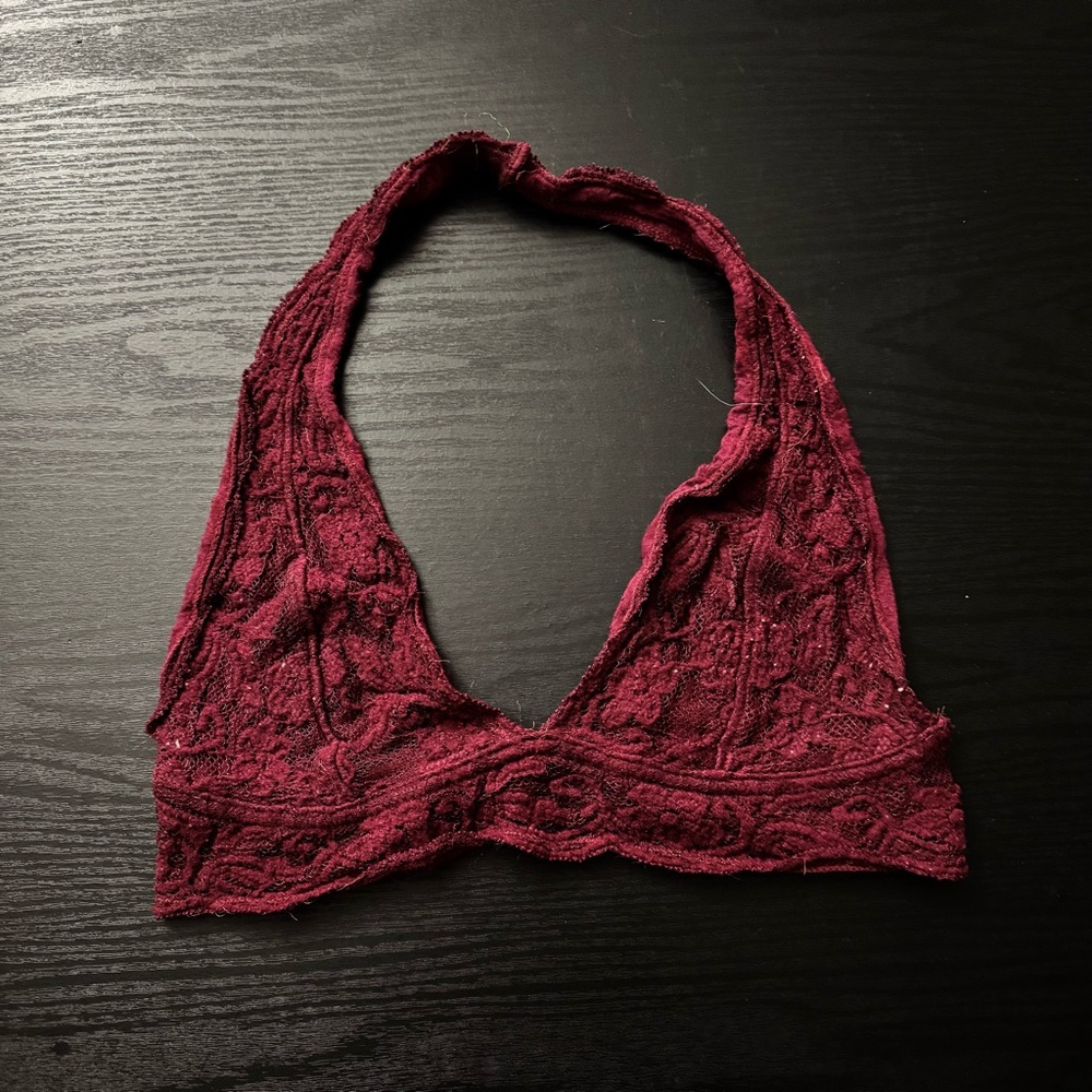 burgundy urban outfitters halter bralette